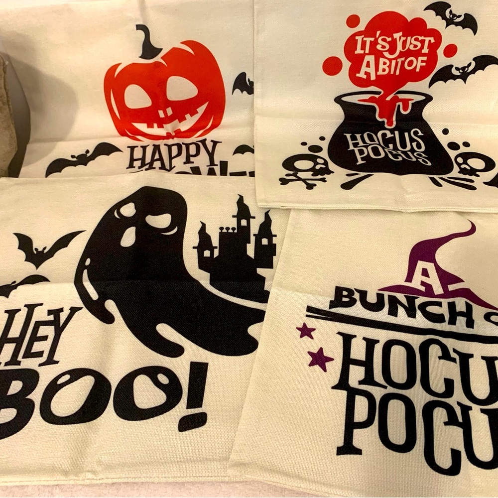 New Set of 4 Halloween Pillow Covers 18x18